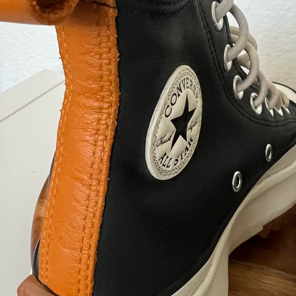 Womens 6 Converse Run Star Hike High Black Saffron Yellow Leather Shoe 568649C - Picture 8 of 15